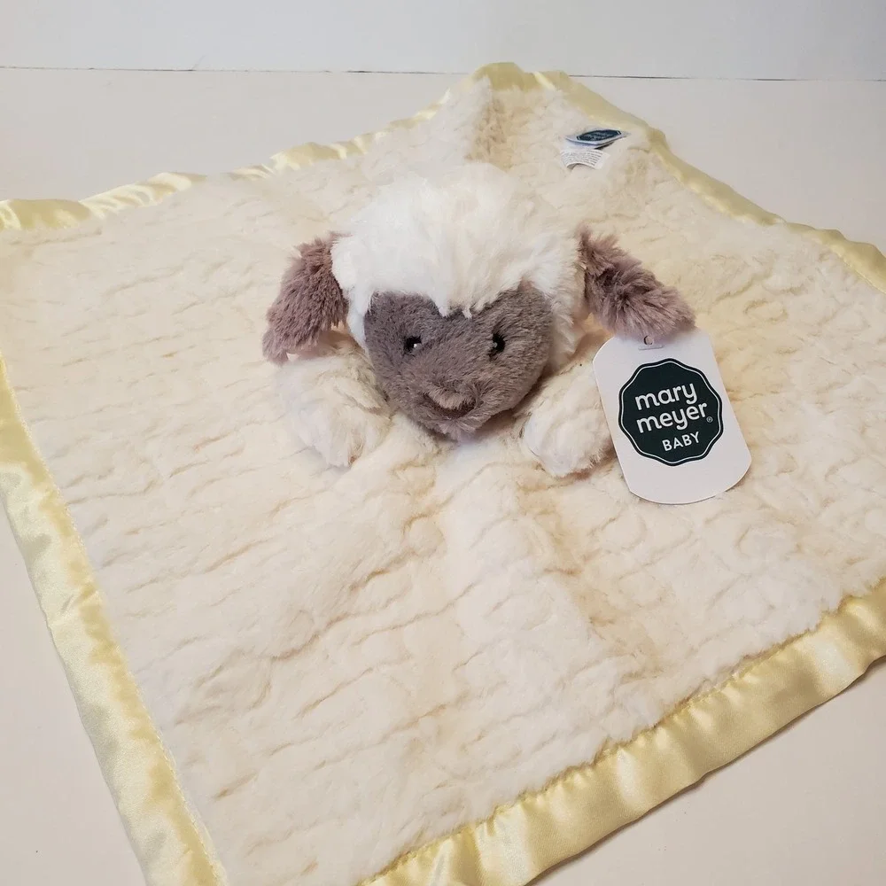 Mary Meyer Lamb Lovey Satin Plush Security Blanket‎ Lovey Yellow Nwt